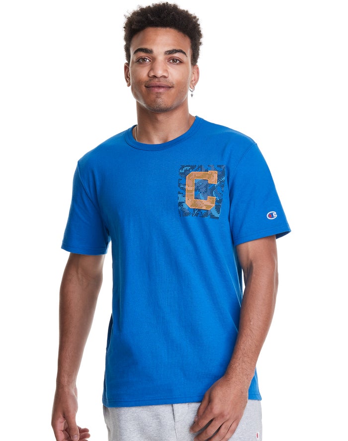 Camiseta Champion Hombre - Heritage Camo Cross Stitch C Logo ( Azules ) 2458017-EL